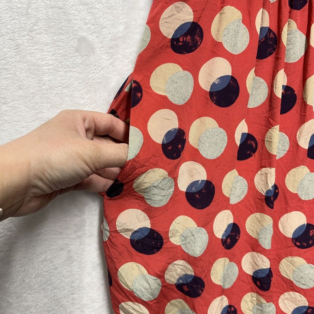 Anthropologie Moulinette Soeurs Dress Womens Sz 2 100% Silk Polka Dot Drape Neck - Picture 10 of 10